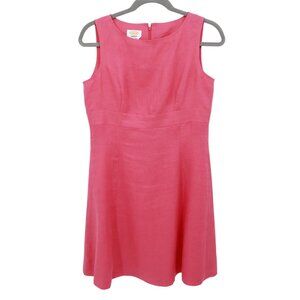 Talbots Irish Linen Dress Womens 16 Pink Barbie Girlhood Coastal Feminine Preppy